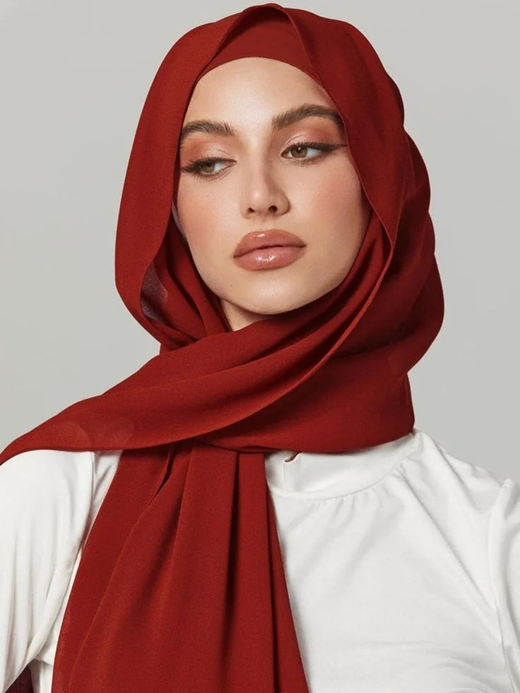 Premium Chiffon Hijab - Elegant & Comfortable | burgandy