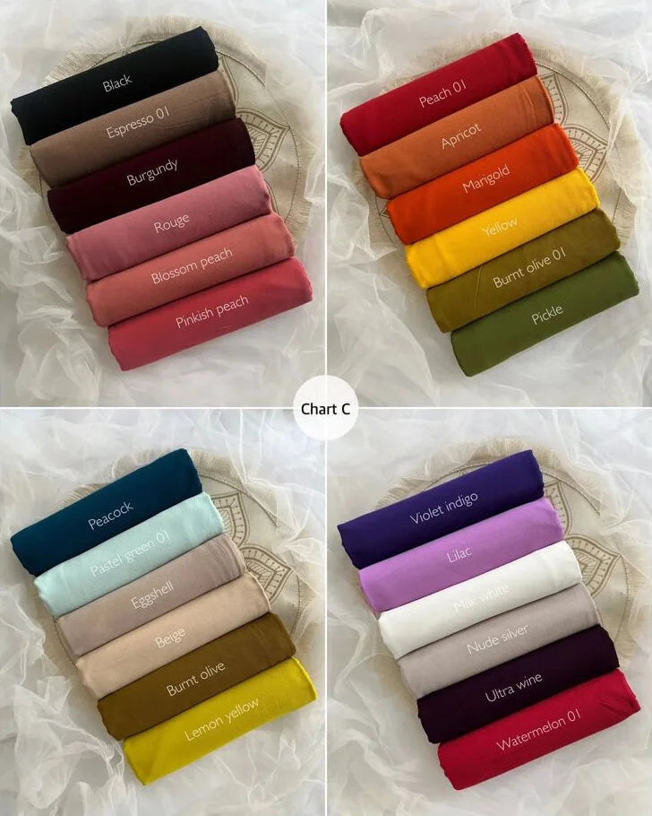 🌟 Premium Malaysian Heavy Cotton Scarves - Elegant & Affordable 🌟 chart B