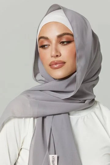 🌸 Elegant silver Chiffon Hijab 🌸