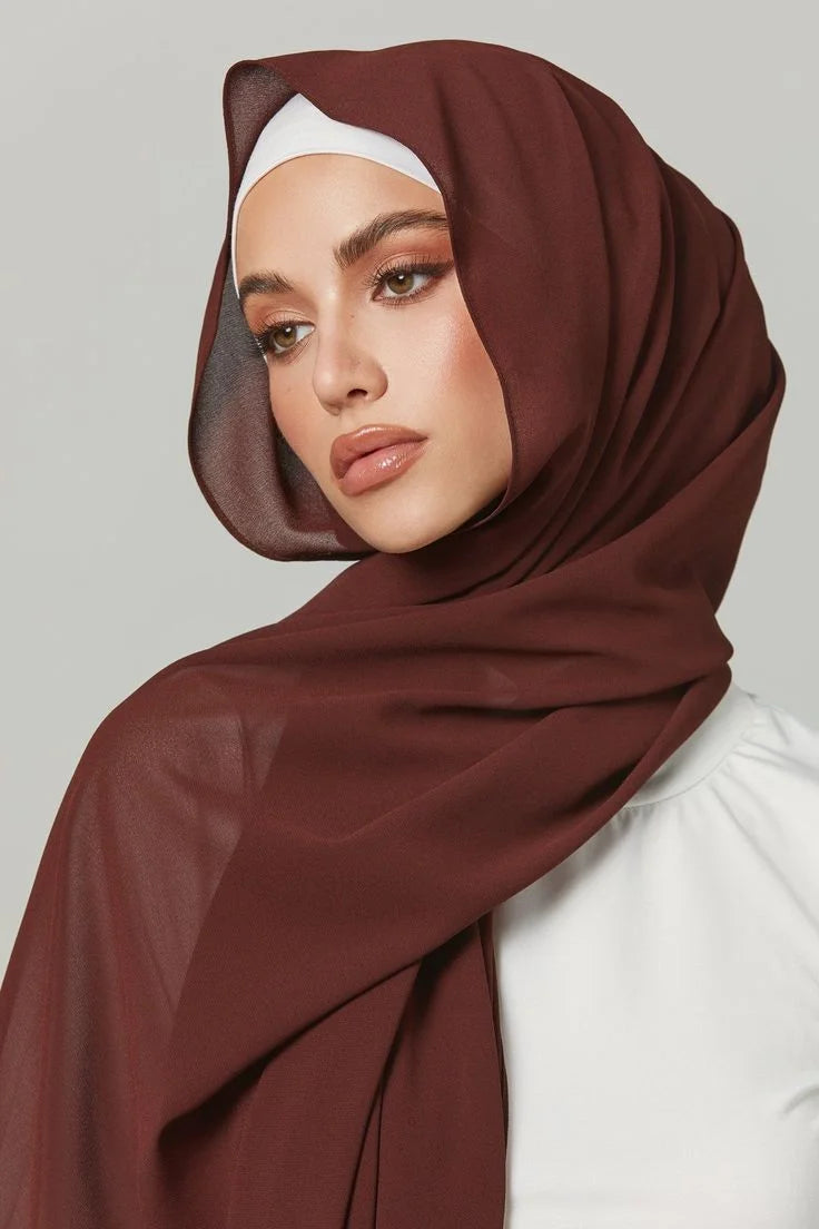 🌸 Elegant Brown Chiffon Hijab 🌸